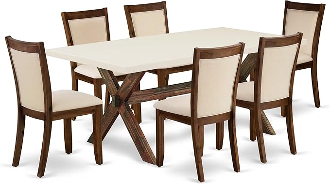 East West Furniture X727MZN32-7 7 Piece Modern Dining Table Set Consist of a by EastWestFurniture