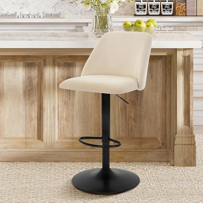 COLAMY Bar Stools Set of 1, Modern Swivel Bar Chairs, Adjustable Upholstered by COLAMYINC