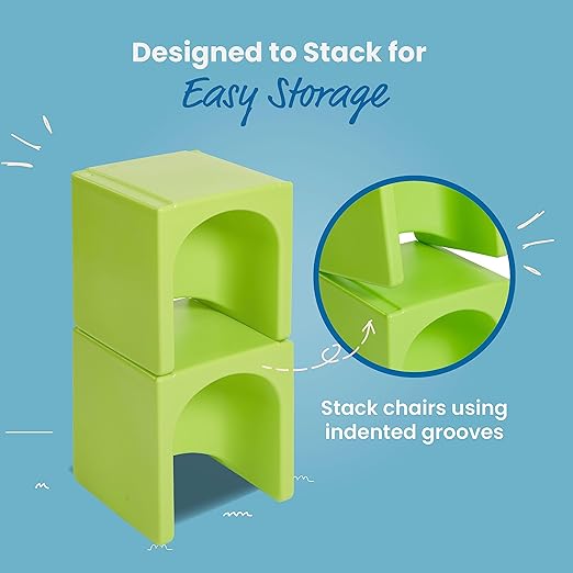 ECR4Kids Tri-Me Table and Cube Chair Set, Lime Green - Image 6