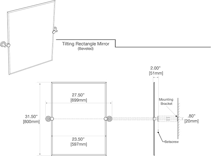 Gatco 4239S Latitude II, Frameless Rectangle Pivot Mirror, 31.5" H, Brushed - Image 8