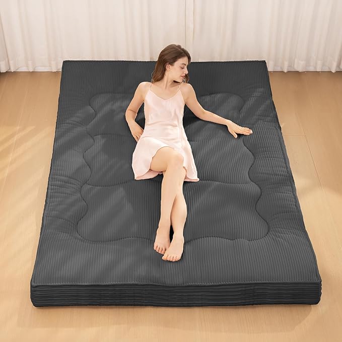 Japanese Floor Mattress, Corduroy Foldable Floor Pad, Roll Up Tatami Mat by NLDDTrailblazersTreasures