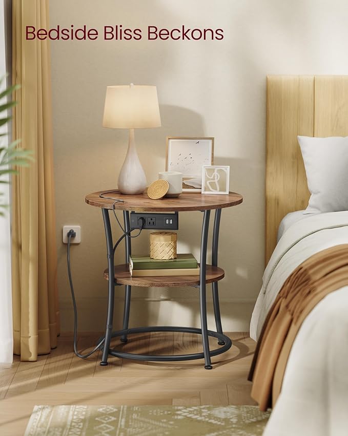 VASAGLE Side Table, 2-Tier Round End Table - Image 6