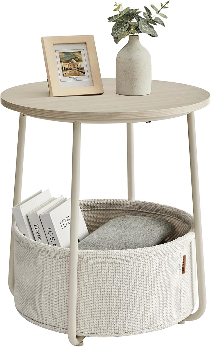 VASAGLE Small Round Side End Table, Modern Nightstand by VASAGLEbySONGMICSHOME