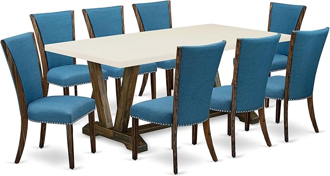 East West Furniture V727VE721-9 9 Piece Dining Set Includes a Rectangle Dining by EastWestFurniture
