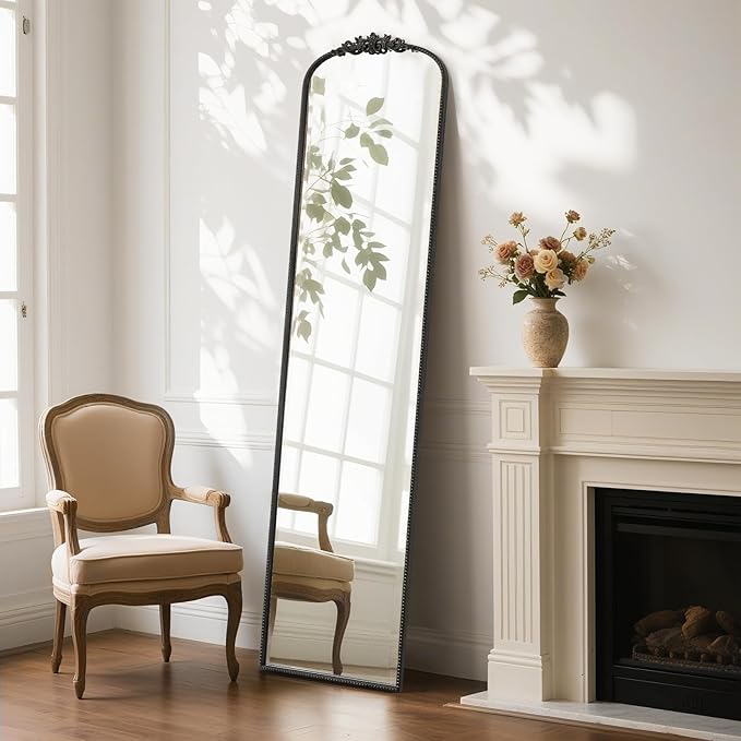 WallBeyond Arched Full Length Mirror Wall Mounted, 21x78 Inch Black Antique - Image 2