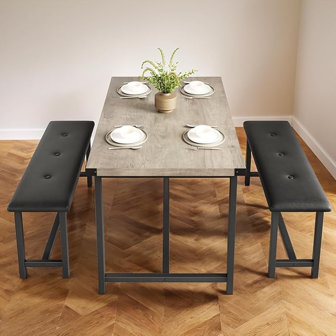 3 PSC Dining Table Set with 2 Upholstered Benches and 1 Table - Image 7