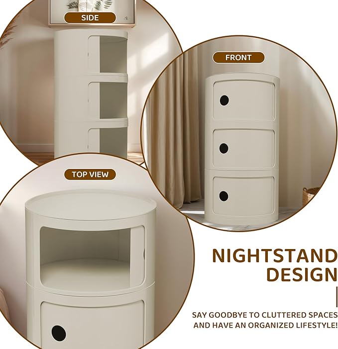 3 Tier Round with Storage, Modern Style Side Table - Image 8