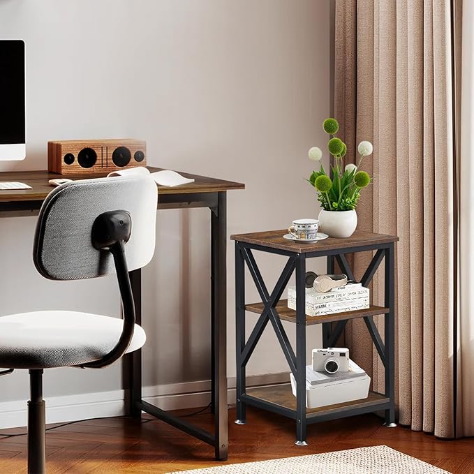 End Tables with Storage Shelf, Small Side Table 3-Tier, End Tables Living Room - Image 8