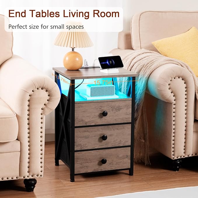 AMHANCIBLE LED Night Stand, Nightstand - Image 6