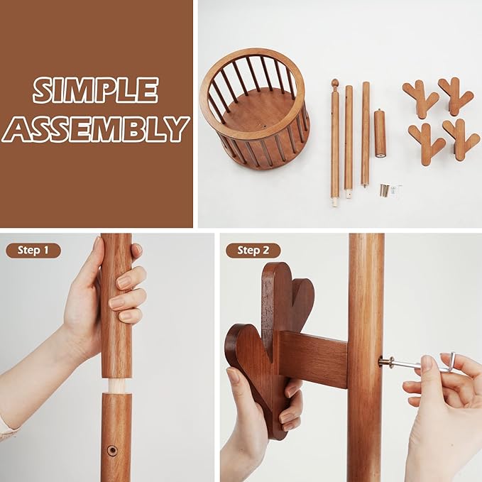 CozyDH Solid Wood Coat Rack Freestanding - Image 7