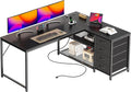 PRAISUN 53" L Shaped Desk with Power Outlets and USB-C Port, Reversible by PRAISUN