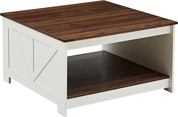Farmhouse Coffee Table for Living Room, Wood Square Coffee Tables, 31.5" D x - Image 9