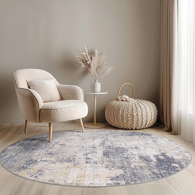 Washable Area Rugs 6ft Non-Slip Modern Abstract Soft - Image 2