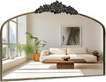 Antique Arched Black Mirror 48"x30", Traditional Victorian Vintage Mantel by CASOLLY