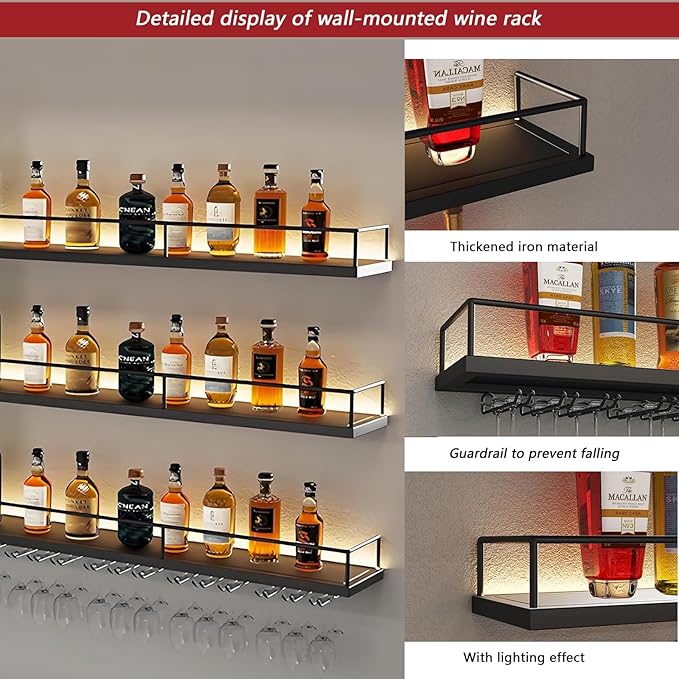 55in Wall-Mounted Metal Wine Rack - Image 4
