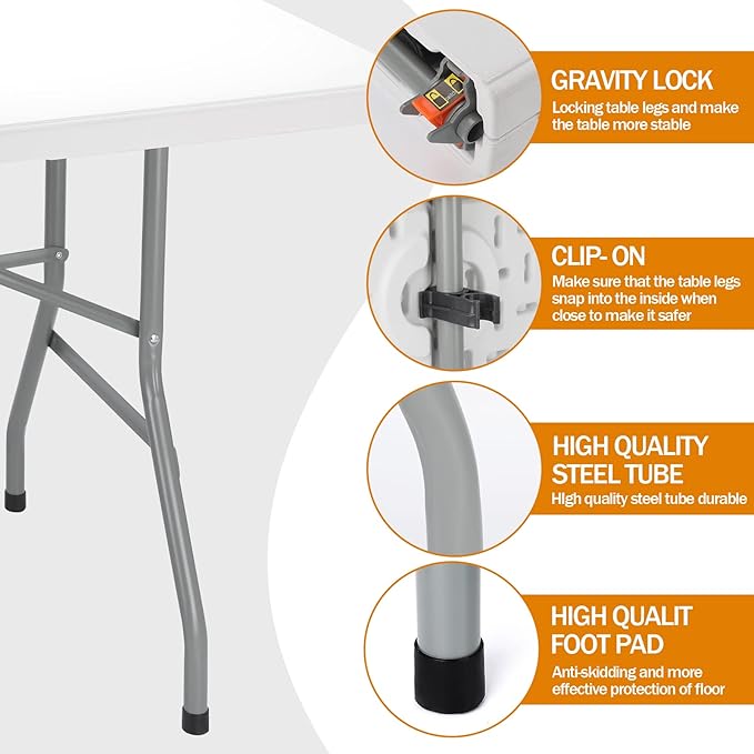 Folding Table 6ft Plastic Folding Table Indoor & Outdoor - Image 4