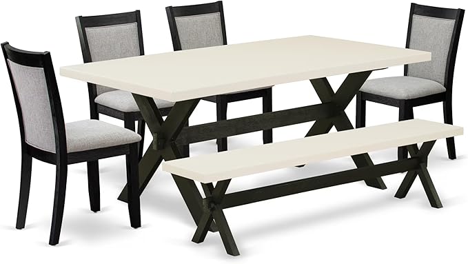 East West Furniture X627MZ606-6 6 Piece Dining Table Set Contains a Rectangle by EastWestFurniture