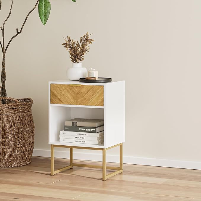 Masupu Nightstand, Modern Night Stand Boho Farmhouse Wood Bedside Table - Image 9