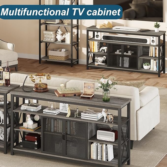 BON AUGURE Tall TV Stand for TVs up to 65 Inch, Industrial Entertainment Center - Image 9