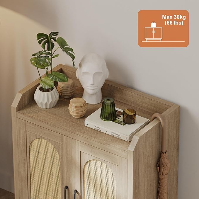 Shoe Cabinet Storage for Entryway, Rattan Storage Cabinet, Wooden Shoe Rack - Image 7