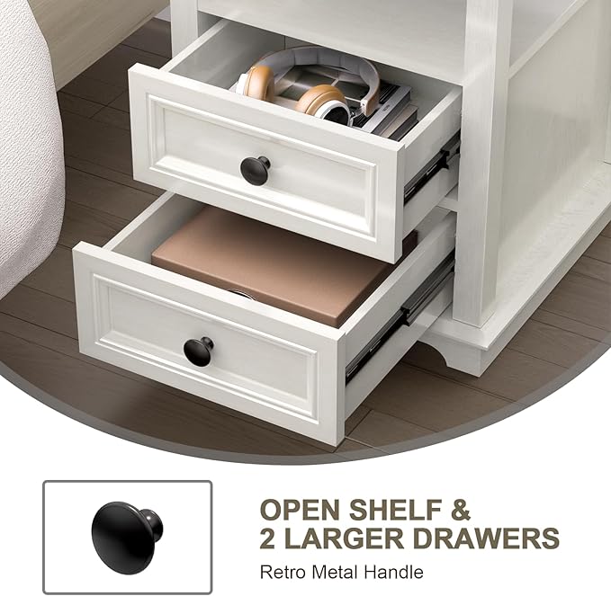 18" Wide End Table with Fast Charging Station Set of 2, 18” Wide Sofa End Table - Image 6