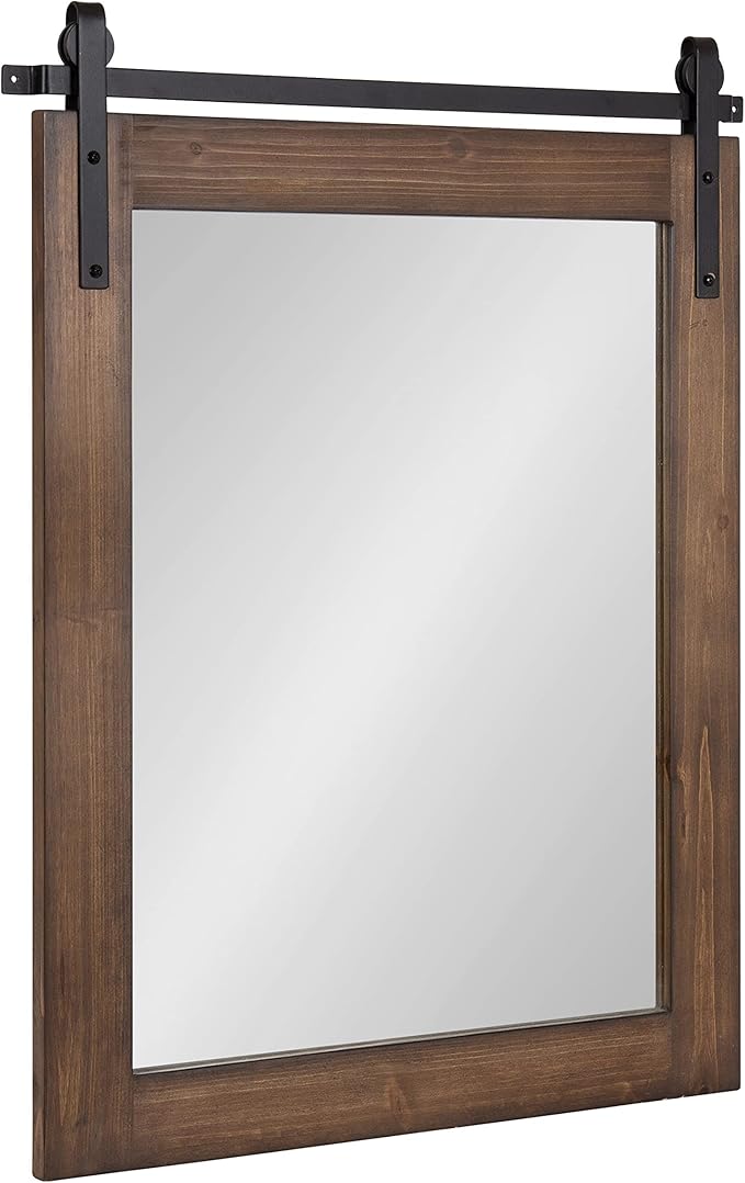 Kate and Laurel Cates Refined Decorative Framed Wall Mirror; 24 x 30; Walnut by KateandLaurel