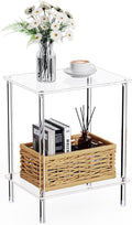 Clear Acrylic Side Table, 2-Tier End Table by Bkemiy