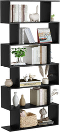 Yusong Bookshelf 6-Tier, Geometric Bookcase S Shaped Book Shelves by Yusong