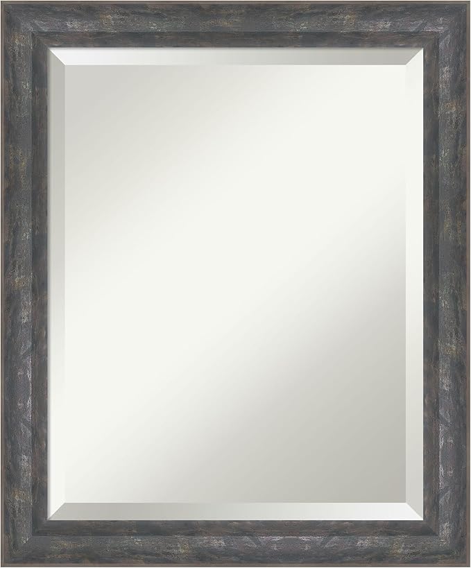 Amanti Art Grey Wall Mirror 23x19 Angled Metallic Rainbow Rectangle Bathroom by AmantiArt