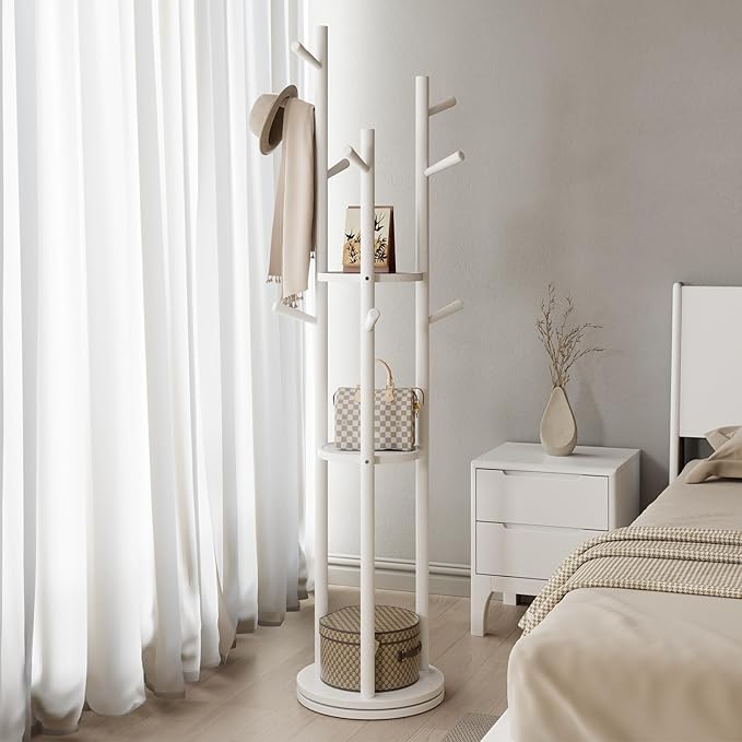 Solid Wood Rotary Coat Rack, Freestanding Coat Rack - Image 2