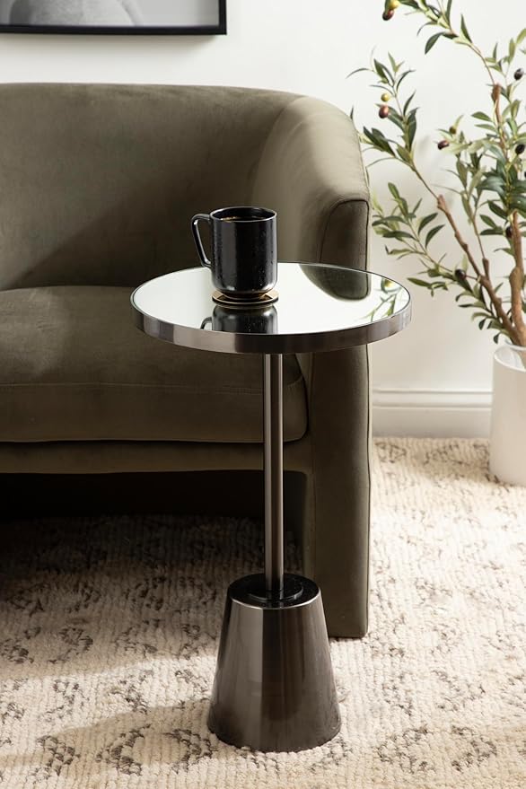Kate and Laurel Tira Elegant Round Mirrored Side Table, Modern Circle End Table - Image 2