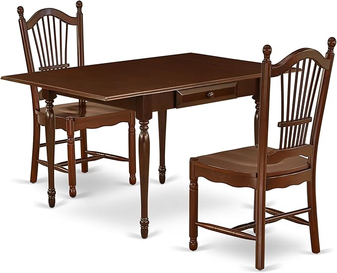 East West Furniture MZDO3-MAH-W 3 Piece Dining Room Furniture Set Contains a by EastWestFurniture
