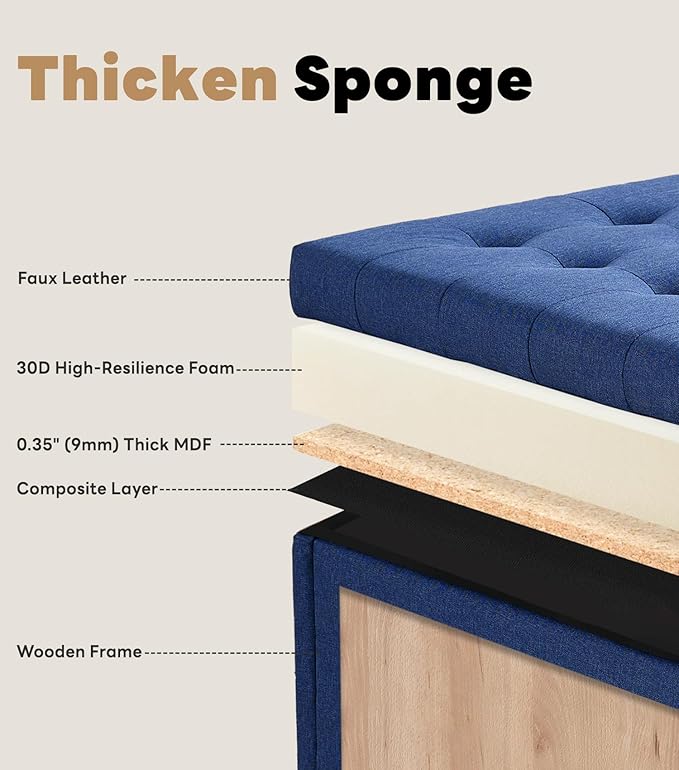 Tbfit Large Square Tufted Upholstered Ottoman and Coffee Table - Image 6