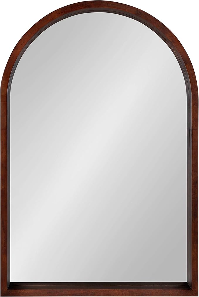 Kate and Laurel Hutton MidCentury Modern Farmhouse Arch Mirror, Walnut Brown - Image 2