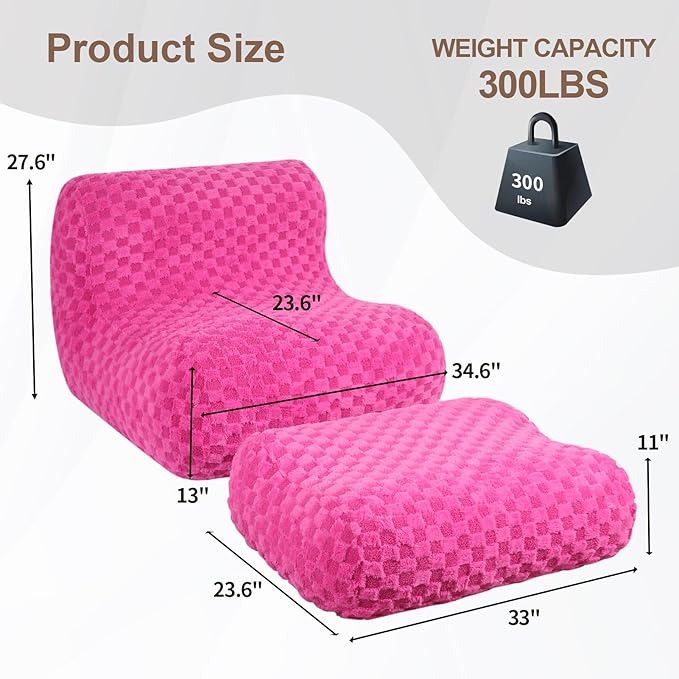 Bean Bag Chair with Footstool, Comfy Reading Sofa Chair - Image 2