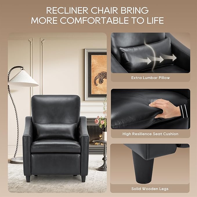 COLAMY Pushback Electric Recliner Chair, Premium Leather Upholstery - Image 7