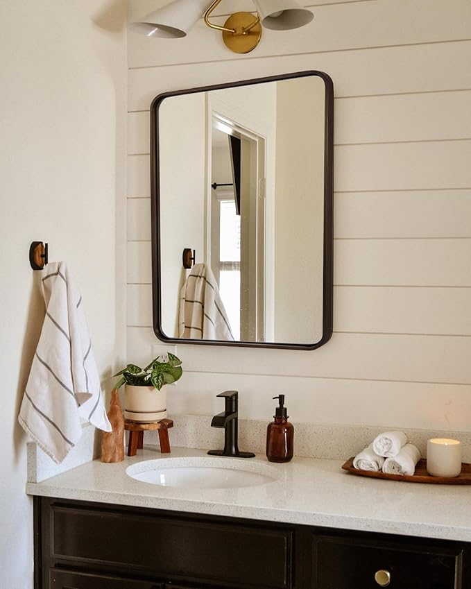 ANDY STAR Bronze Mirror for Wall, 20x28 Rounded Rectangle Farmhouse Mirror - Image 9