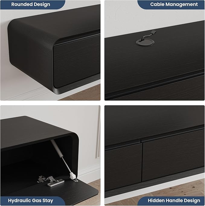 Fully-Assembled Minimalist Floating TV Stand, Modern Wall-Mounted Entertainment - Image 4