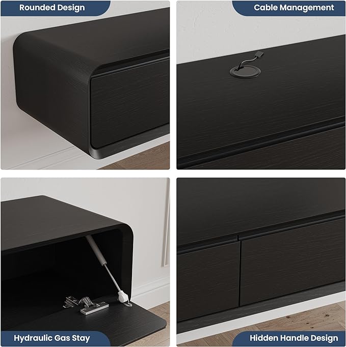 POVISON Fully Assembled Floating TV Stand, 63 inch Modern TV Stand - Image 4