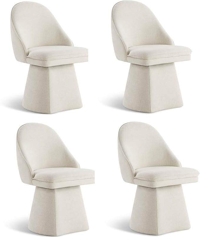 Swivel Dining Chairs Modern Desk Chair Upholstered Linen Fabric Side Chair by Kislot