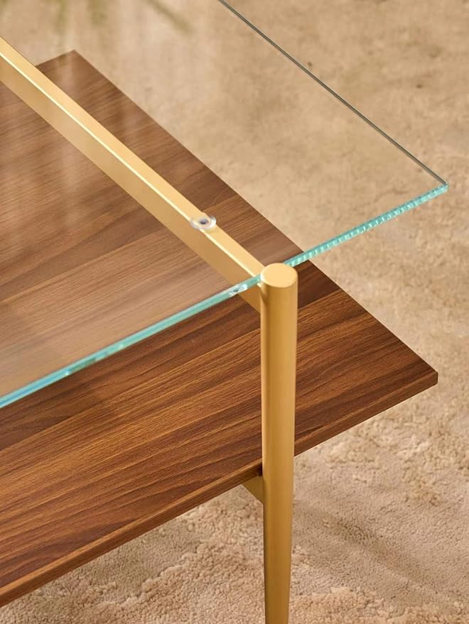 Shrine Rectangle Coffee Table, Mid-Century Modern Design, 2-Tier Structure - Image 7