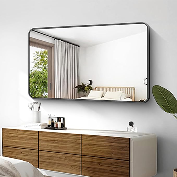 KOCUUY Black Bathroom Vanity Mirror, 30 x 48 inch Metal Frame Mirror - Image 3
