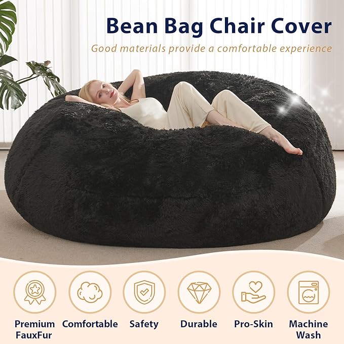 Bean Bag Cover, Faux Fur Comfy Bean Bag Covers - Image 5