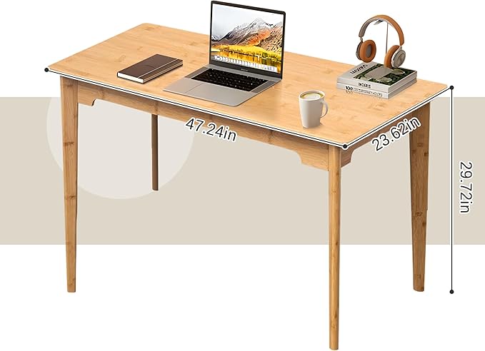 DOUSY- Bamboo Writing Desk Writing Computer Desk Study Desk Home Office Desk - Image 2