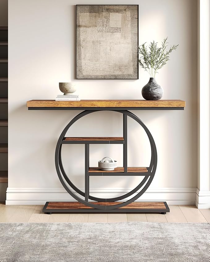 LITTLE TREE Console Table, 4-Tier Entryway Table, 41.3-Inch Industrial Sofa - Image 3