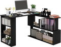 HOMCOM L Shaped Desk, Corner Computer Desk, 360 Degree Rotating Home Office Desk by HOMCOM