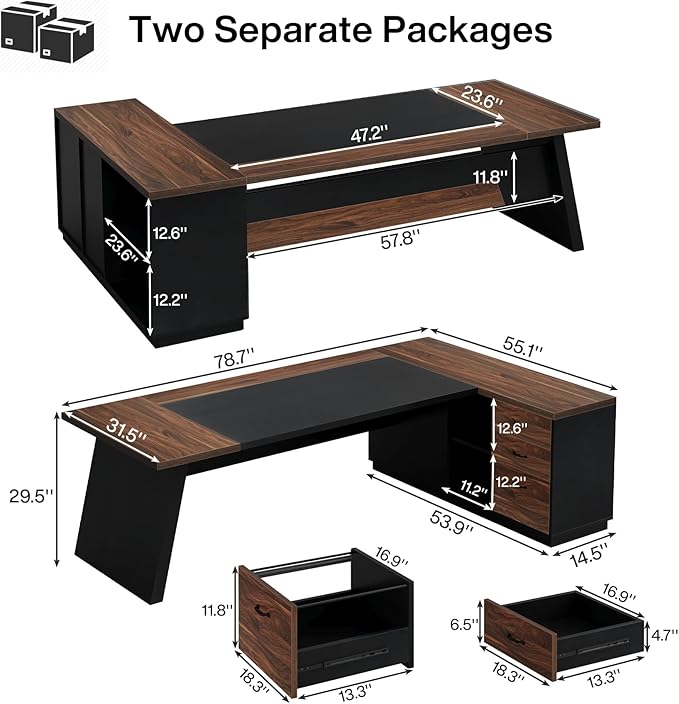 Tribesigns 78" L-Shaped Executive Desk, Large Office Desk - Image 2