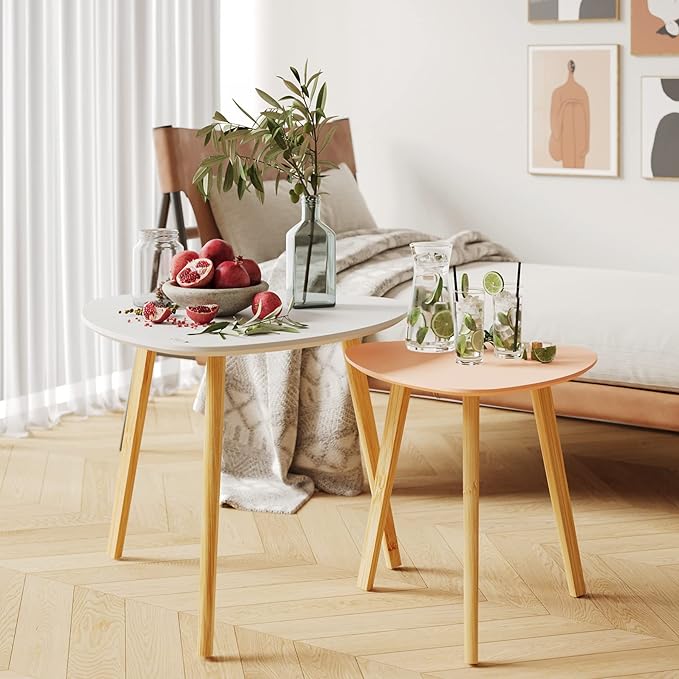 BAMEOS Bamboo Nesting Triangle End Table - Image 4