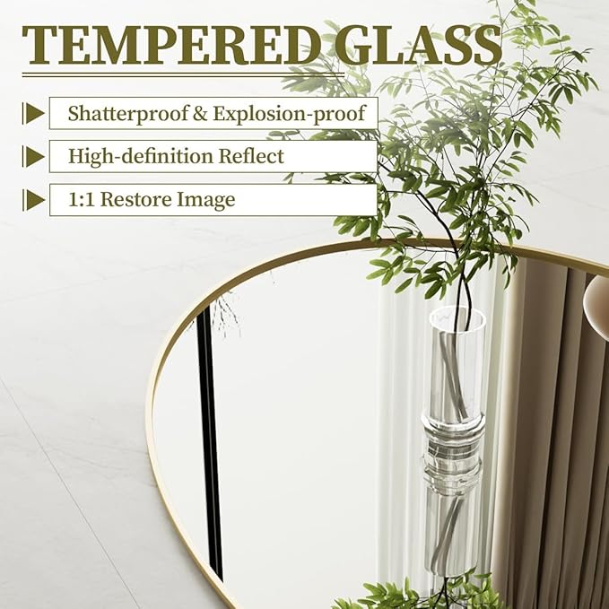 Koonmi Gold Oval Bathroom Mirror, Oval Mirror - Image 3