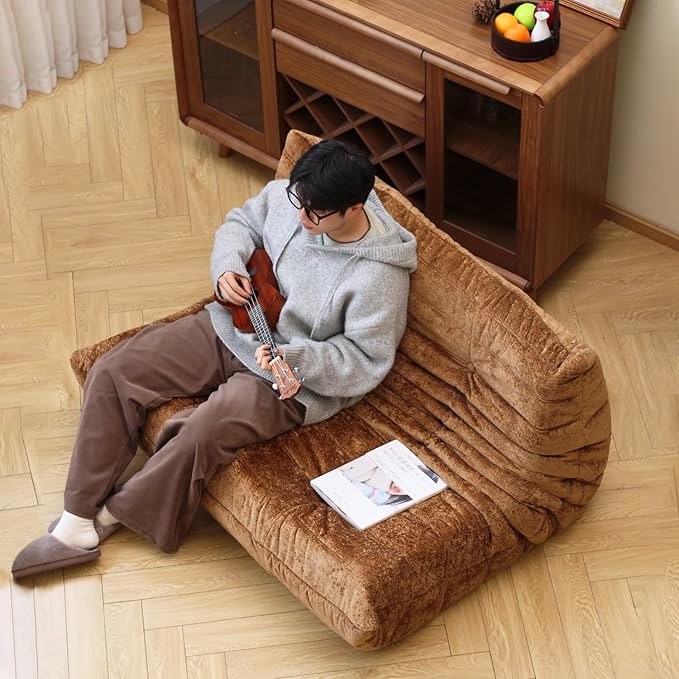 N&V Fireside Chair, Mid Century Armless Floor Sofa, Soft Premium Chenille Floor - Image 7